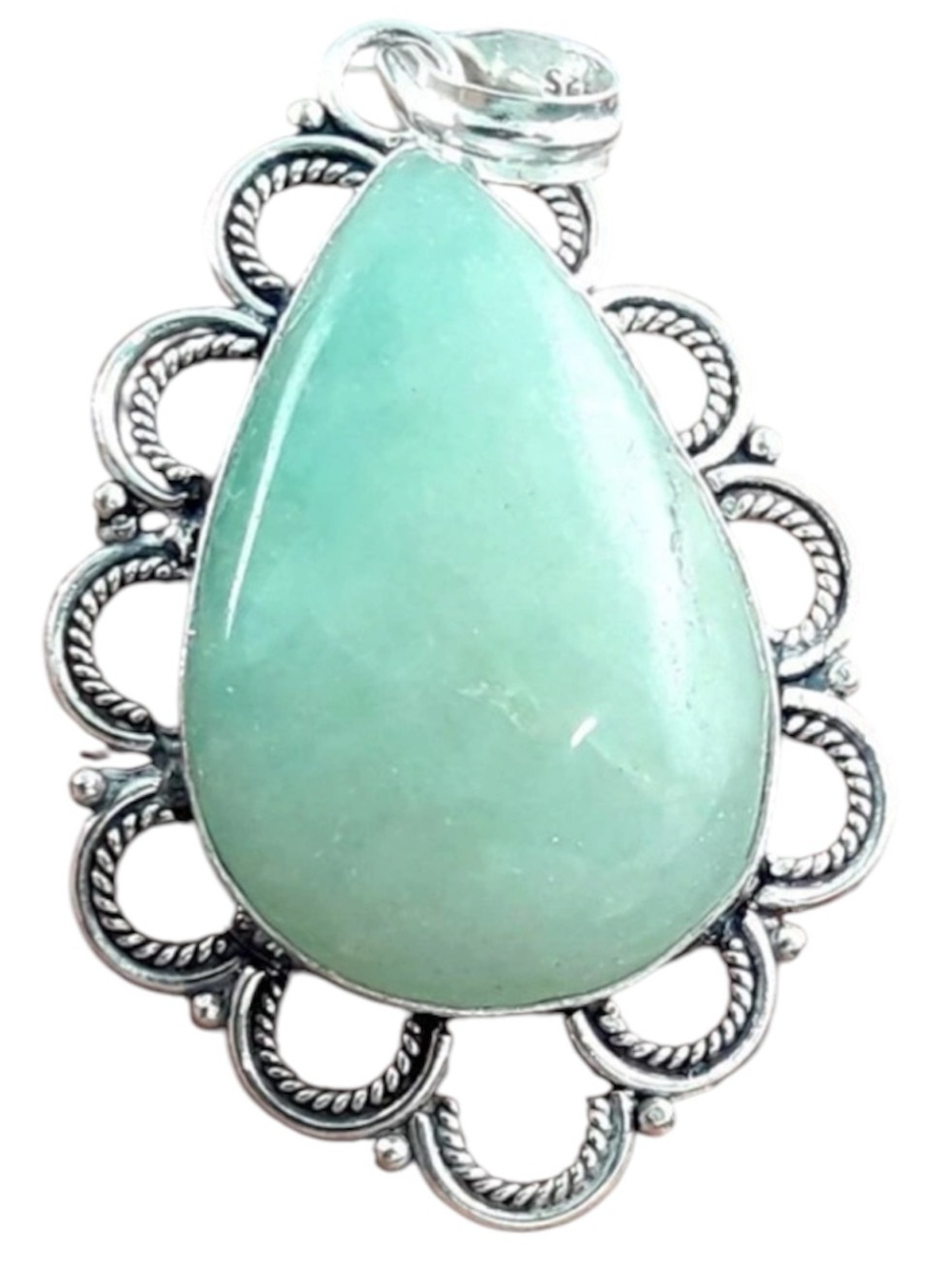 Amazonite Crystal Gemstone Silver Pendant